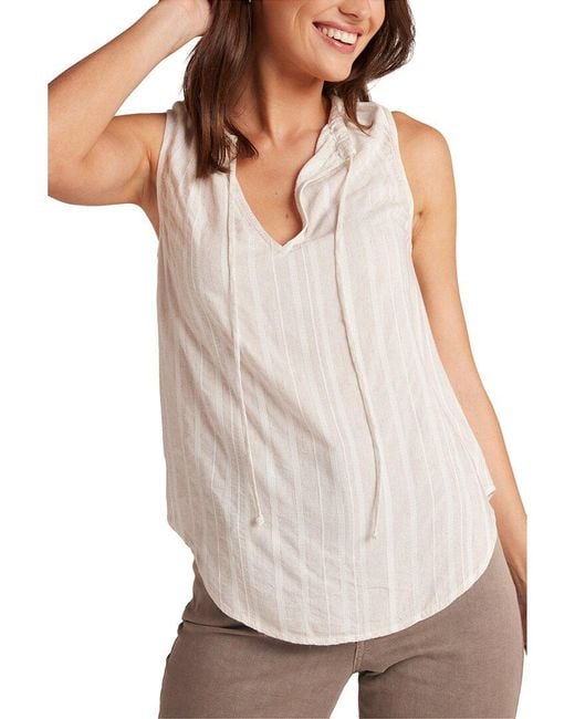 Bella Dahl White Sleeveless Shirred Neck Pullover