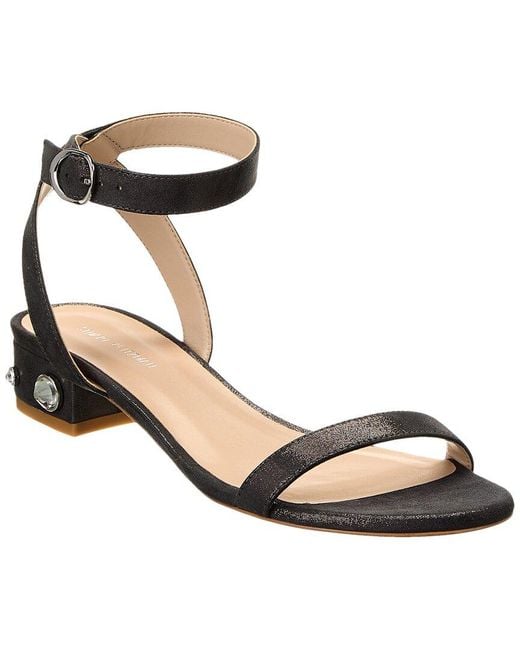 Stuart Weitzman Metallic Allshine 75 Suede Block Sandal