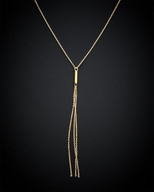 Italian Gold Black 14k Tube Tassel Necklace