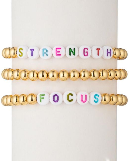 Eye Candy LA Metallic 18k Plated Strength & Focus Bracelet Set