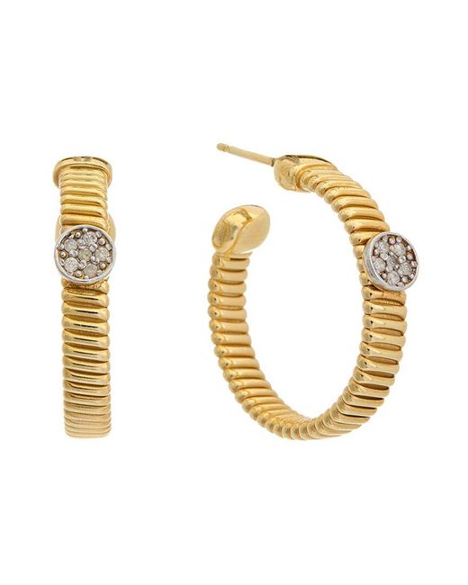 Meshmerise Metallic 18k Gold Over Silver 0.12 Ct. Tw. Diamond Earrings