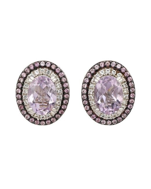 Suzy Levian Multicolor Silver 0.02 Ct. Tw. Diamond & Gemstone Earrings