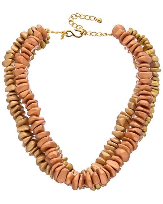 Kenneth Jay Lane Natural 18k Plated Bead Necklace