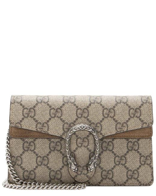 Gucci Gray Beige GG Supreme Canvas Dionysus Mini Shoulder Bag (authentic Pre-loved)