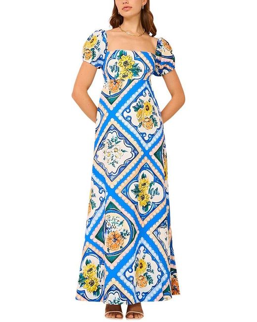 Esea Blue Linen-Blend Maxi Dress