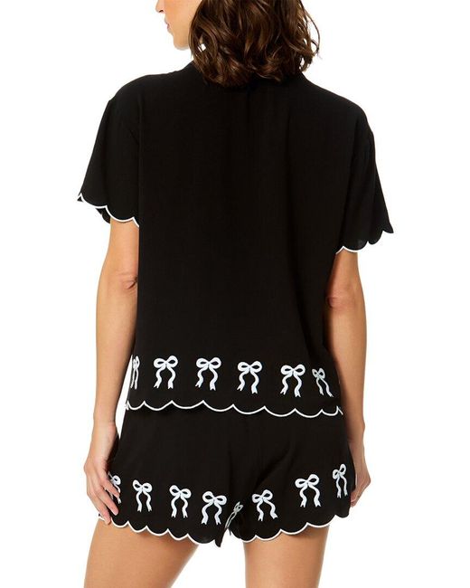 Cece Black Scalloped Embroidery Shirt