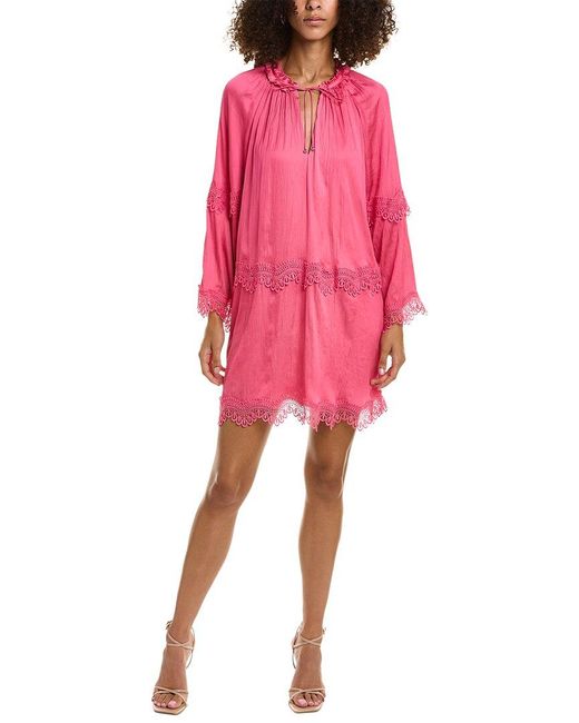 BCBGMAXAZRIA Pink Crinkled Shift Dress