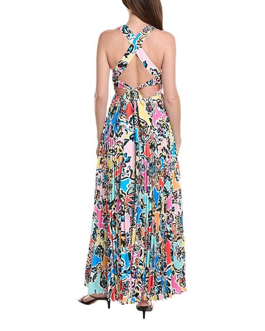 MILLY White Oria Rainbow Oasis Maxi Dress