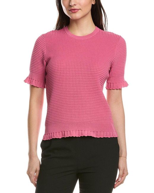 Theory Red Lace Trim Sweater