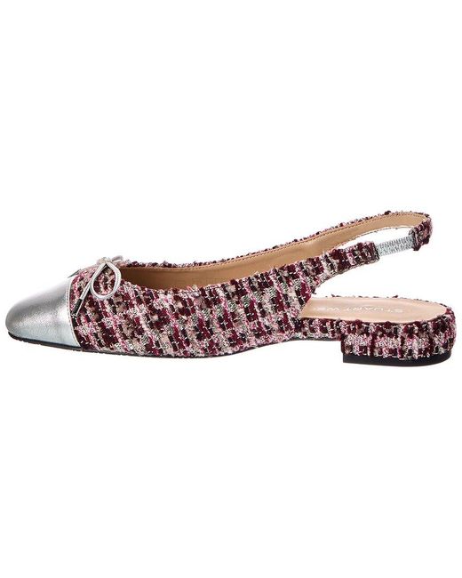 Stuart Weitzman Pink Sleek Bow Tweed Slingback Flat