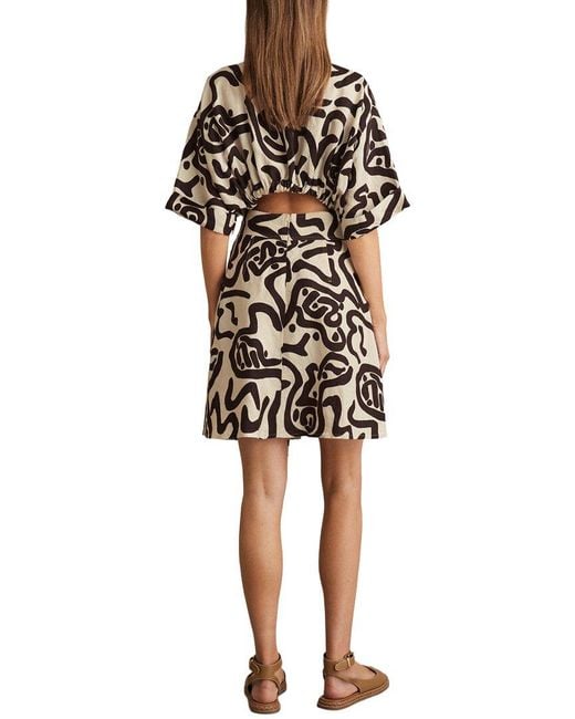 Reiss White Camelia Mono Print Shirt Dress