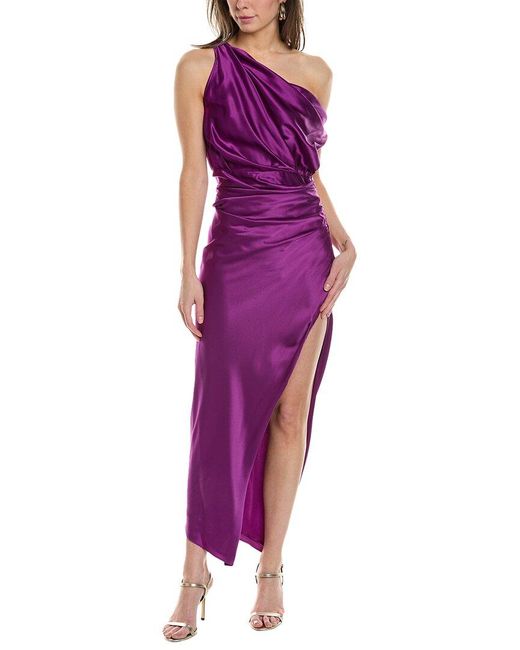 The Sei Purple Asymmetrical Silk Maxi Dress