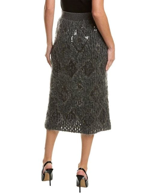 Brunello Cucinelli Green Mohair & Wool-blend Skirt