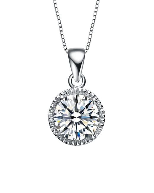 Genevive Jewelry White Silver Cz Necklace