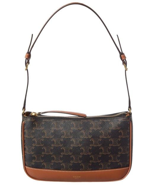 Céline Black Triomphe Canvas & Leather Shoulder Bag