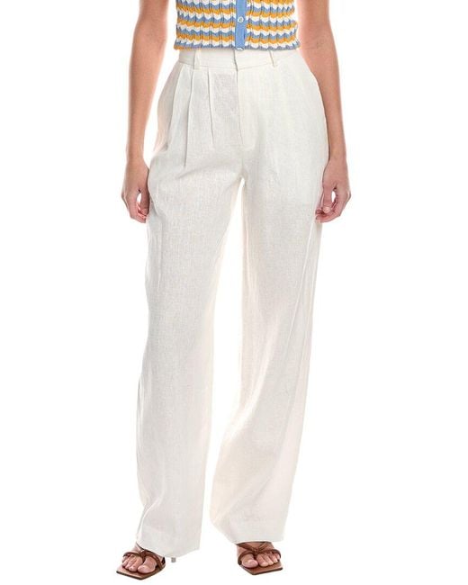 Ronny Kobo White Krew Linen Pant