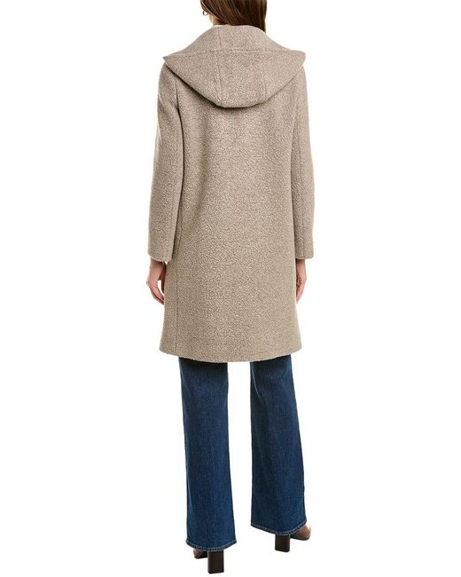 Cinzia Rocca Natural Hooded Wool-blend Coat