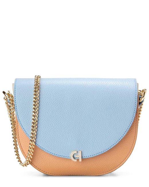 Cole Haan Blue Evie Chain Leather Saddle Bag