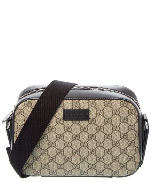 Gucci Gray Gg Supreme Canvas & Leather Camera Bag