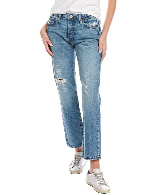 FRAME Le Slouch Bluejay Rips Low-rise Straight Jean | Lyst