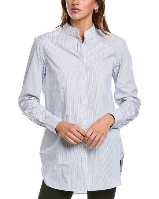 Officine Generale Gray Officine Generale Amelia Doble Mini Stripe Popover