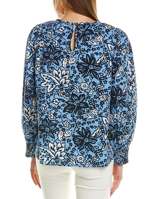 Sail To Sable Blue Smocked Top