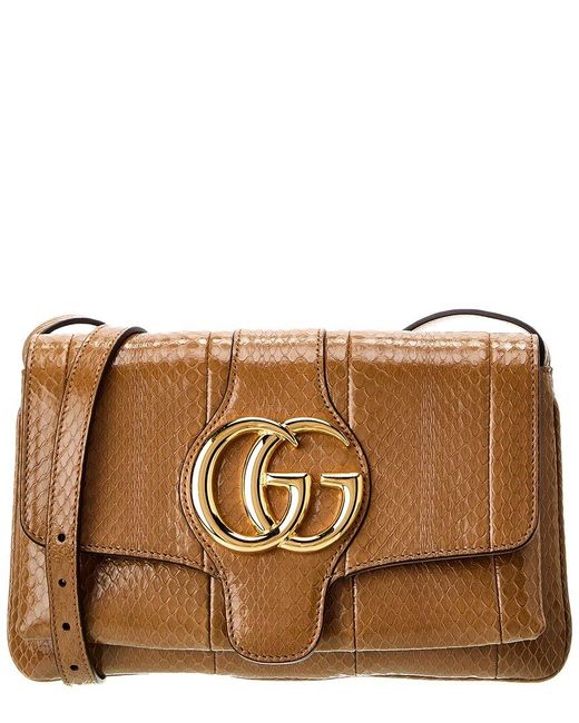 Gucci Arli Small Embossed Leather Shoulder Bag in Brown Lyst UK