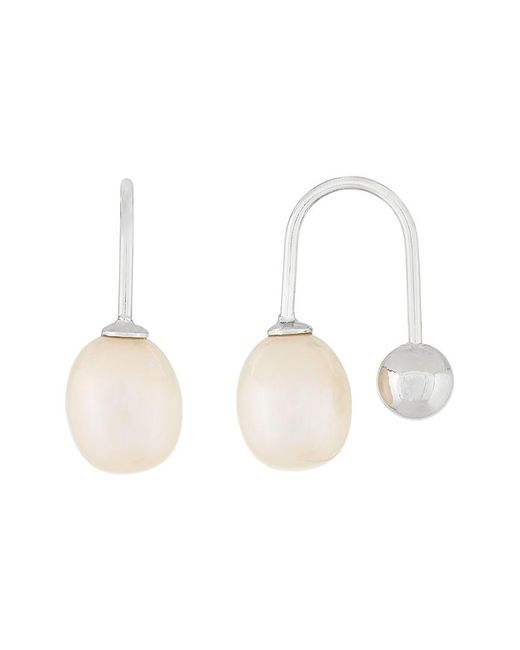 Splendid Multicolor Silver 7.5-8mm Freshwater Pearl Earrings