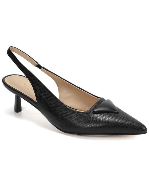 Tiffany & Fred Paris Black Leather Slingback Kitten Heel Pump