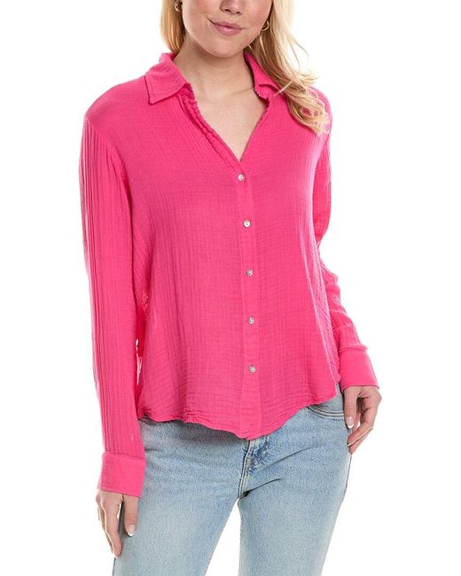 Sundry Pink Button-down Top