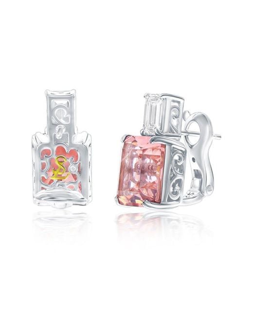 Suzy Levian CZ Jewelry Pink Suzy Levian Gala Collection Cz Drop Earrings