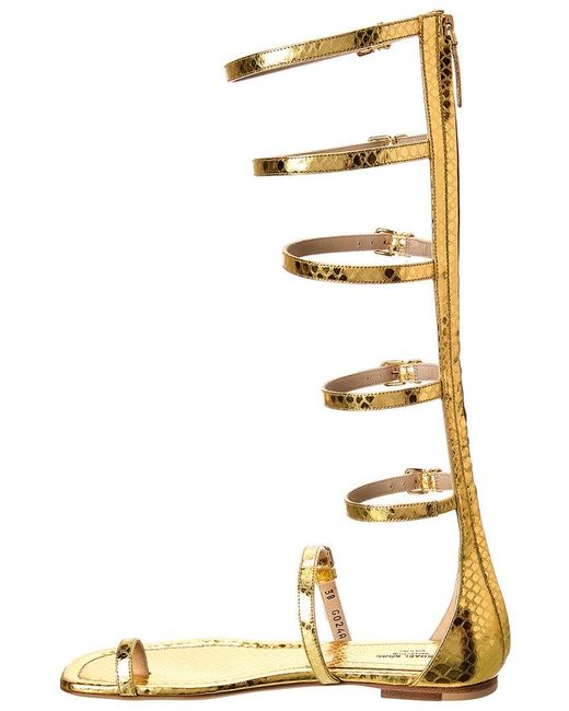Michael Kors Metallic Juliette Python-Embossed Leather Gladiator Sandal