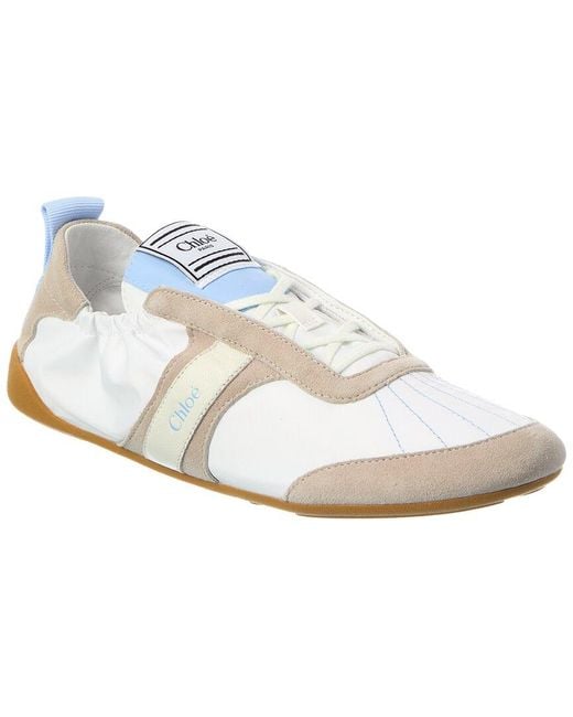 Chloé White Kick Nylon & Suede Sneaker