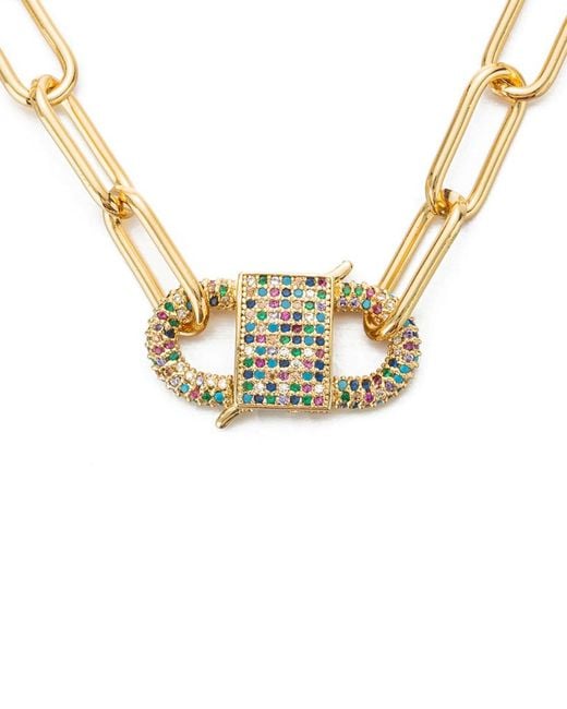 Eye Candy LA Metallic Luxe Collection Gloden Chain Link Necklace With Cubic Zirconia Crysal Pendant