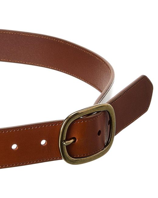 Brass Mark Brown Oval Leather Casual Belt for men