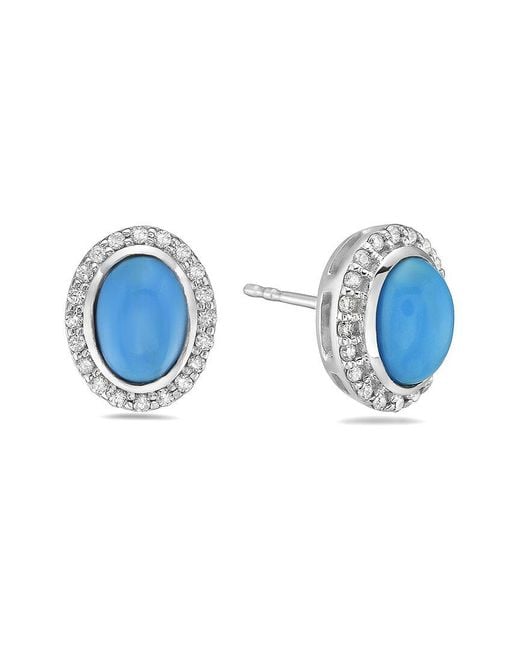Forever Creations USA Inc. Blue Forever Creations 14k 1.80 Ct. Tw. Diamond & Turquoise Halo Studs