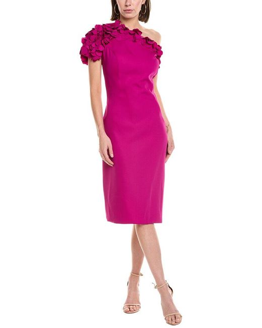 Rene Ruiz Pink Rene By Collection One-Shoulder Printed Sheath Dress