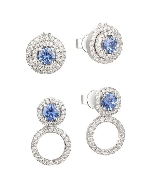Gregg Ruth White 14K 0.85 Ct. Tw. Diamond & Sapp Two Way Earring