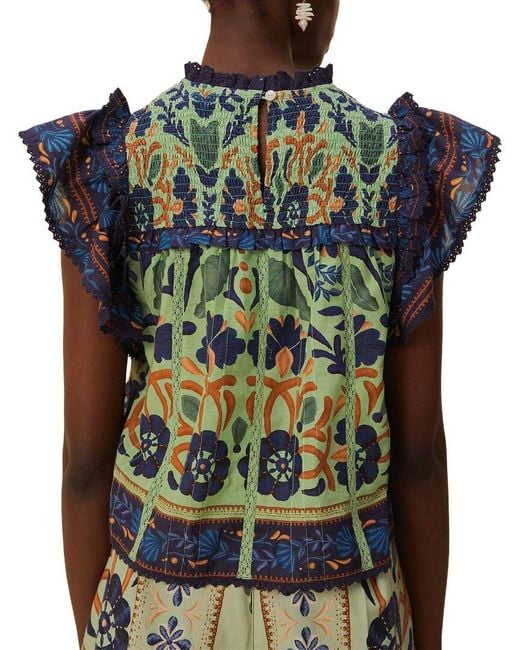 Farm Rio Green Sleeveless Blouse