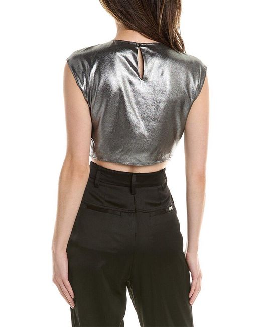 AllSaints Black Carla Metallic Top