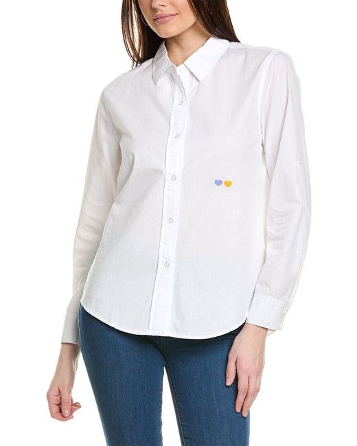 Monrow White Poplin Button-down Shirt
