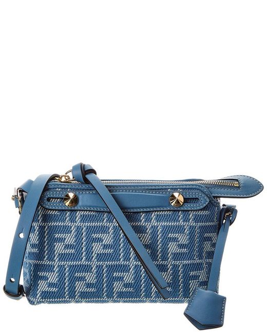 Fendi Blue By The Way Mini Ff Jacquard & Leather Satchel