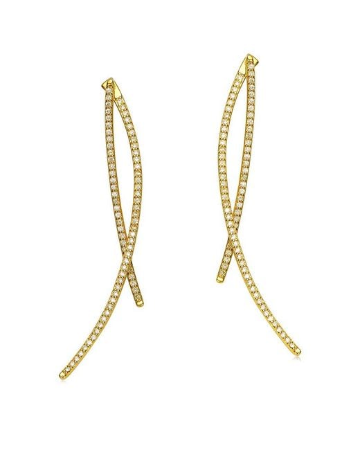 Rachel Glauber Metallic 14k Plated Cz Dangle Earrings