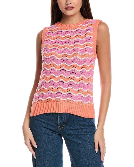 Isla Red Chloe Wave Stripe Vest