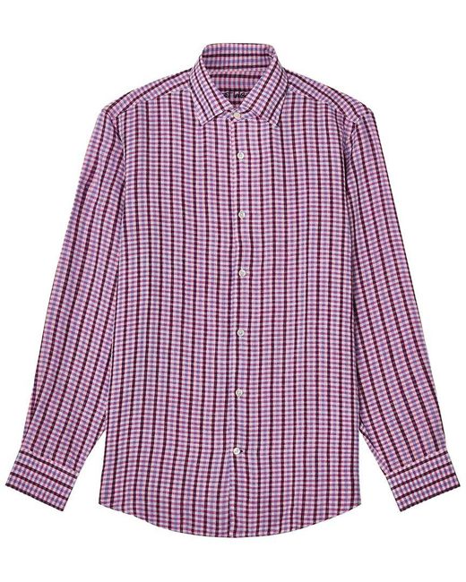 Robert Talbott Purple Morgan Multi Check Linen Shirt for men