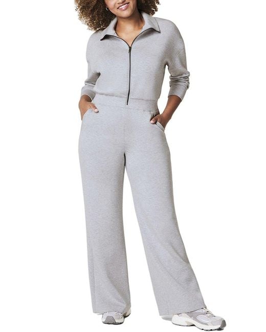 Spanx White Airessentials Long Sleeve Wide Leg Jumpsuit