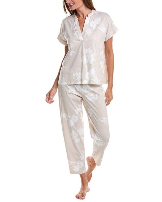 Natori White 2pc Hana Wedge Sleepwear Set