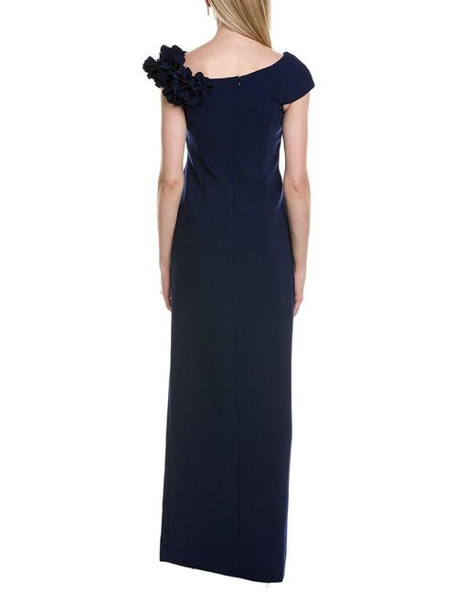 Teri Jon Blue Solid Maxi Dress