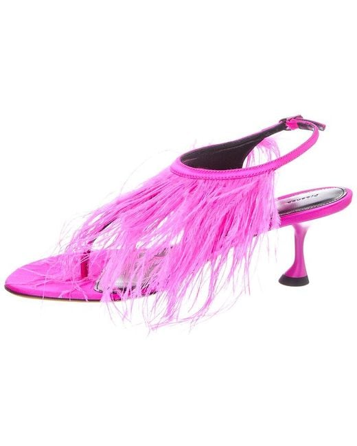 Proenza Schouler Pink Tee Feather Satin Sandal