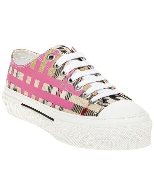Burberry Pink Check Canvas & Leather Sneaker